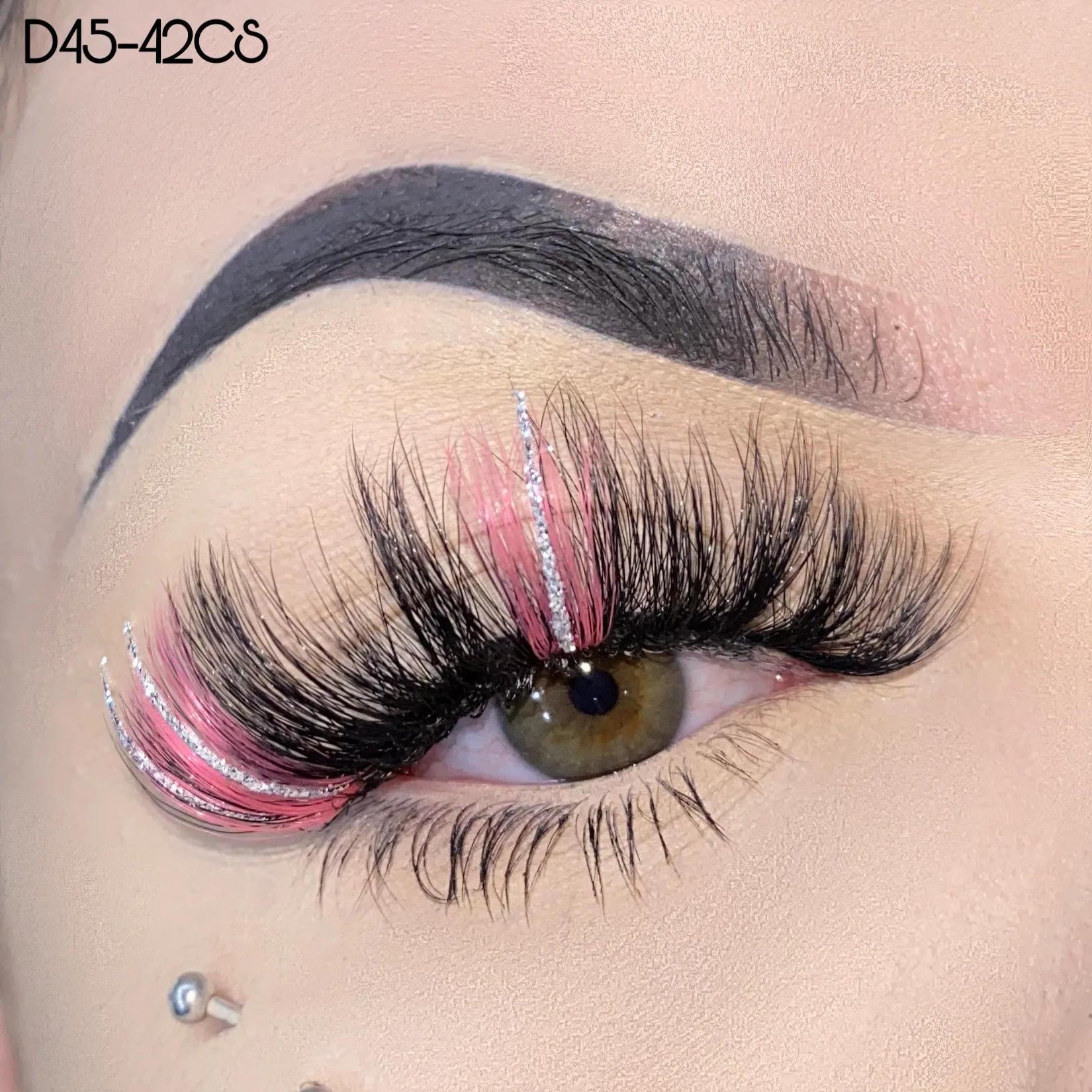 Commercio all\'ingrosso 1 paio di ciglia finte di colore 5D naturali lunghe 20mm colorate Glitter finte ciglia di visone per Cosplay Hoalloween