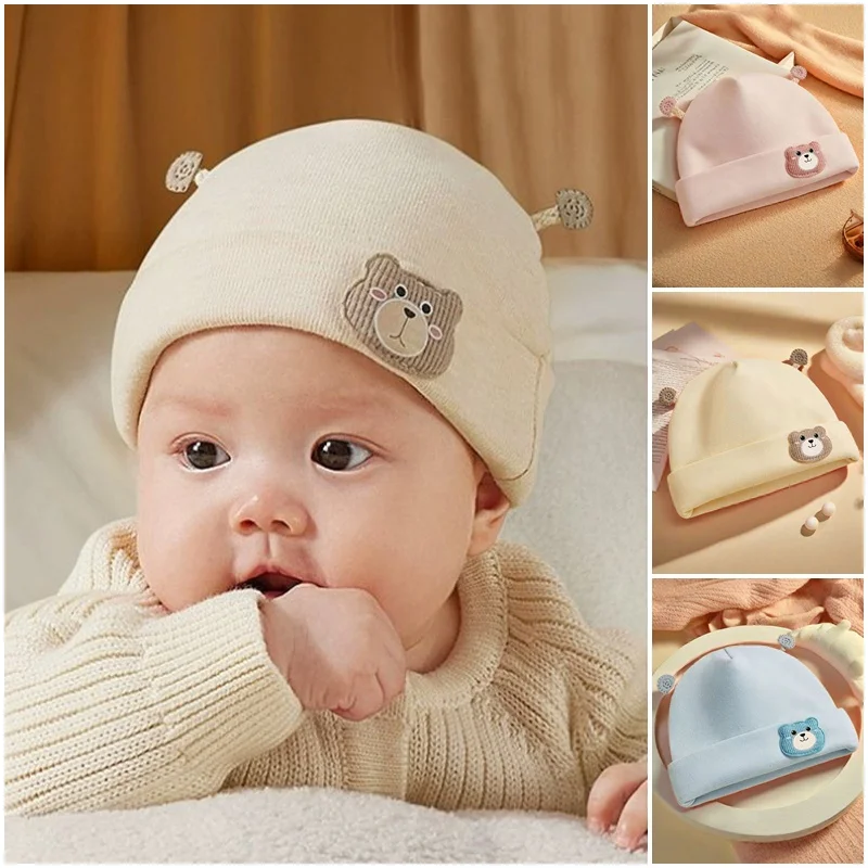 Cute Cartoon Newborn Baby Hat Soft Autumn Winter Warm Baby B