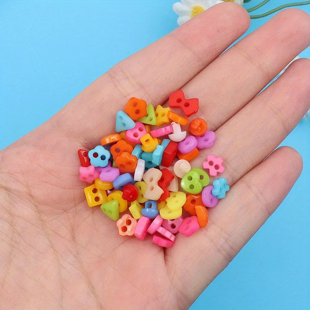 21/52/104pcs Multi-color Heart-shaped,star Shaped,flower Shaped,circular,triangular Buttons,DIY Clothing Decorative Accessories