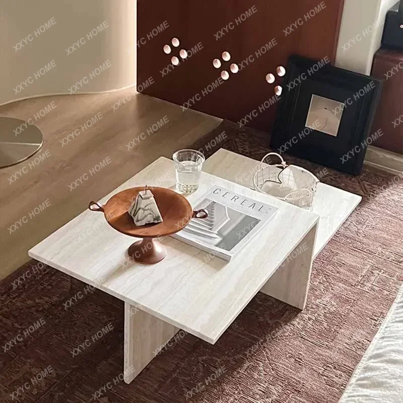 

Unique Waterproof Coffee Table Tray Clear Square Floor Modern Balcony Side Table Small Wood Mesa Centro Salon Furniture