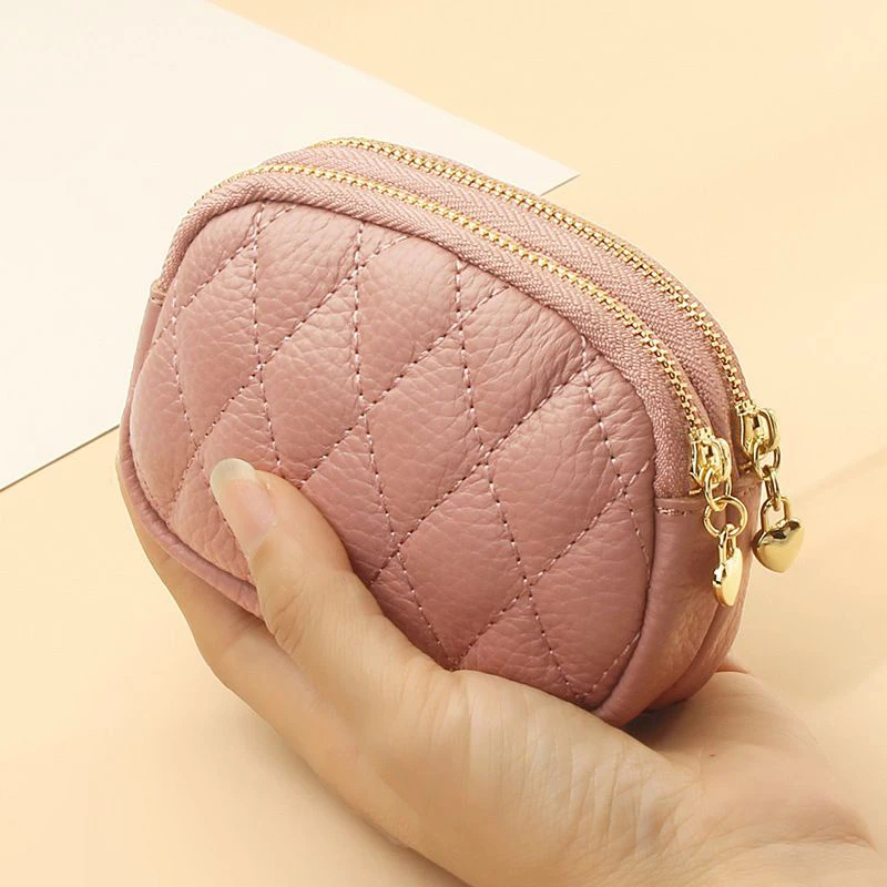 New Fashionable Casual Diamond Grid Zipper Coin Purse For Women's Mini Card Bag