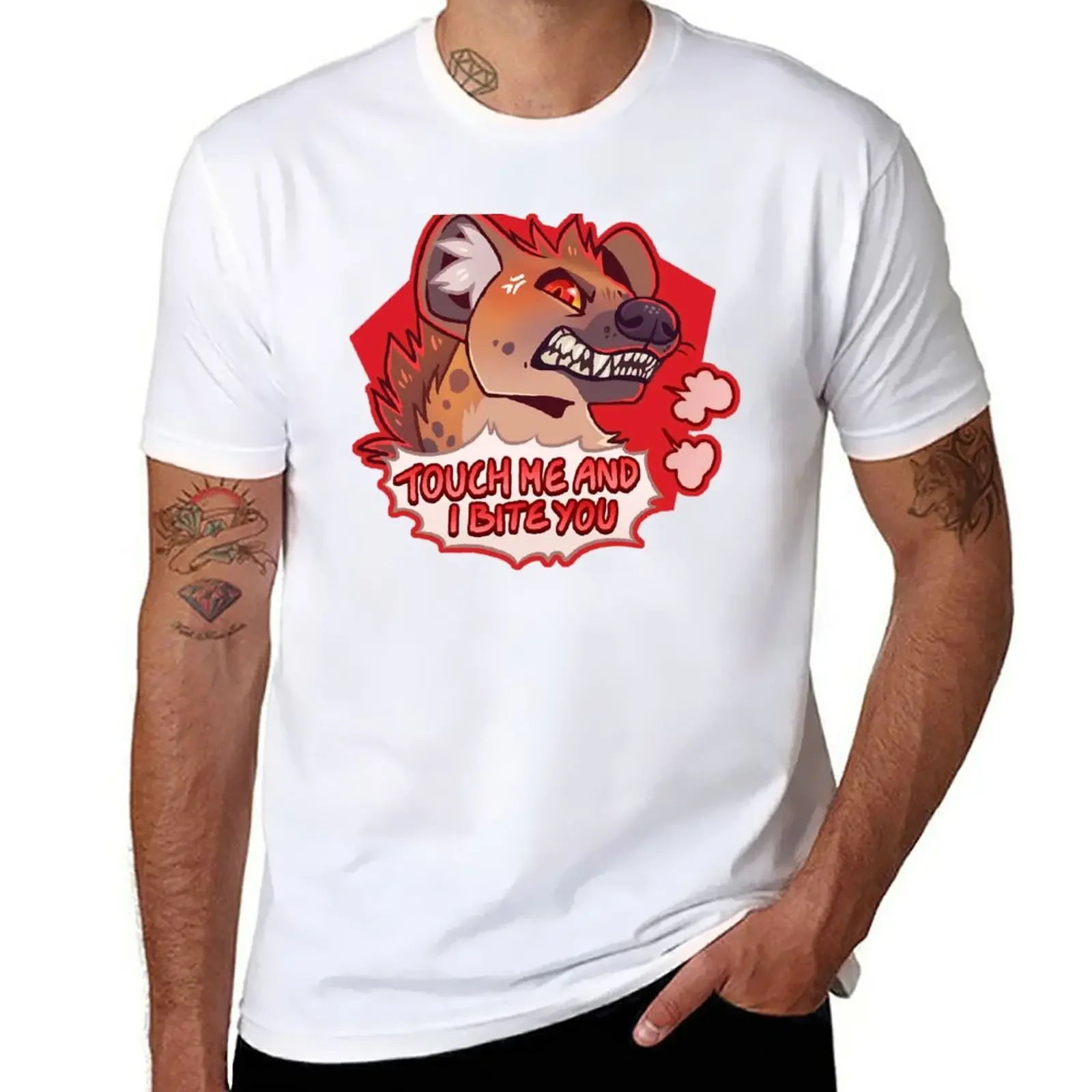 New Hyena Touch me and I bite you T-Shirt summer tops T-shirt short funny t shirts oversized t shirts men Summer fashion