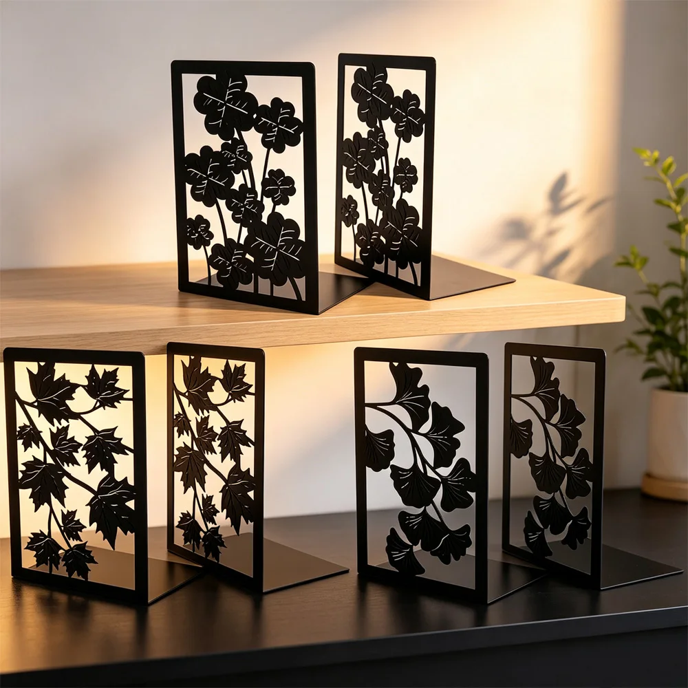 Modern Modern cast iron black plants (maple leaves, ginkgo leaves, clover) decorate the book stand bookshelf, with unique and stylish. - Aliexpress Deal