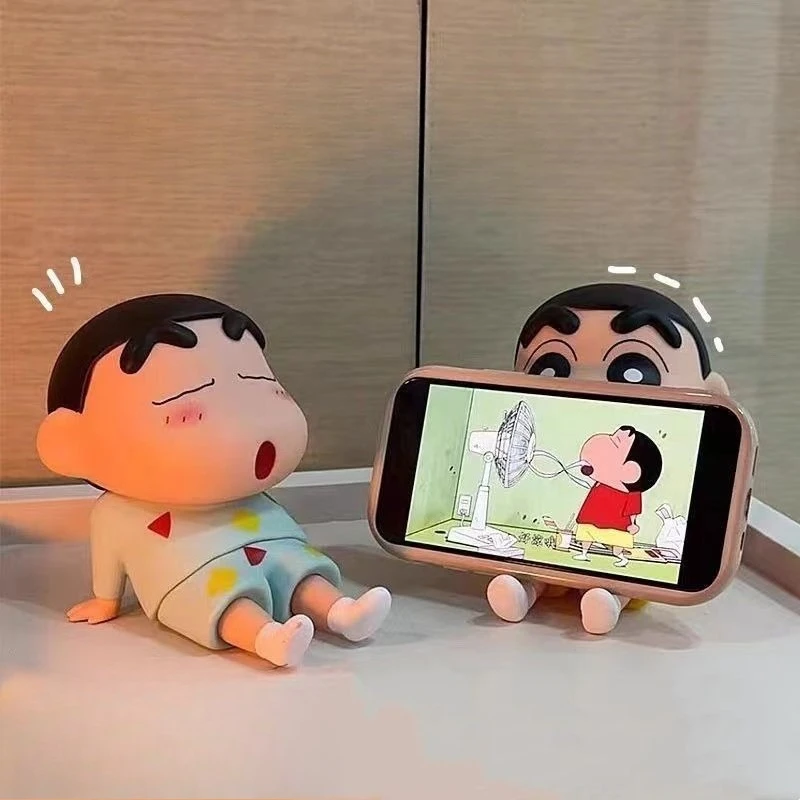 Support de téléphone Crayon Shin-chan, figurine paresseuse, décoration de bureau, figurine de dessin animé tendance, cadeau mignon
