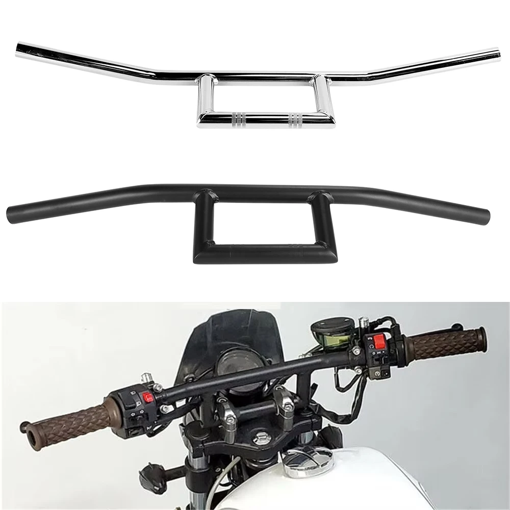 Schwarz Chrom 22mm 25mm Universal Motorrad Lenker Retro Vintage Lenker für Honda Yamaha Suzuki Kawasaki Triumph