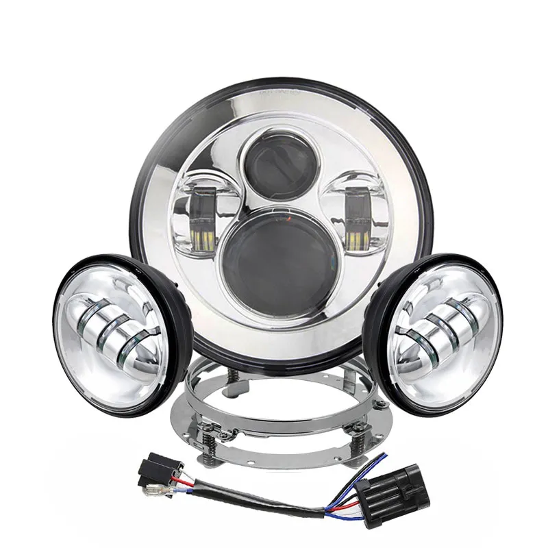 

Pop For Harley Motorcycle Light Davidson 7" Led Projector Headlight With 4-1/2" 4.5inch LED Auxiliary Fog Passing Light