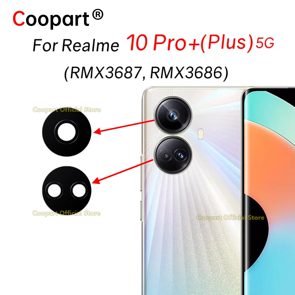 New Coopart Rear Back Camera Glass Lens For Realme 10 Pro+ Plus 5G Replacement With Adhesiver Sticker RMX3686 RMX3687