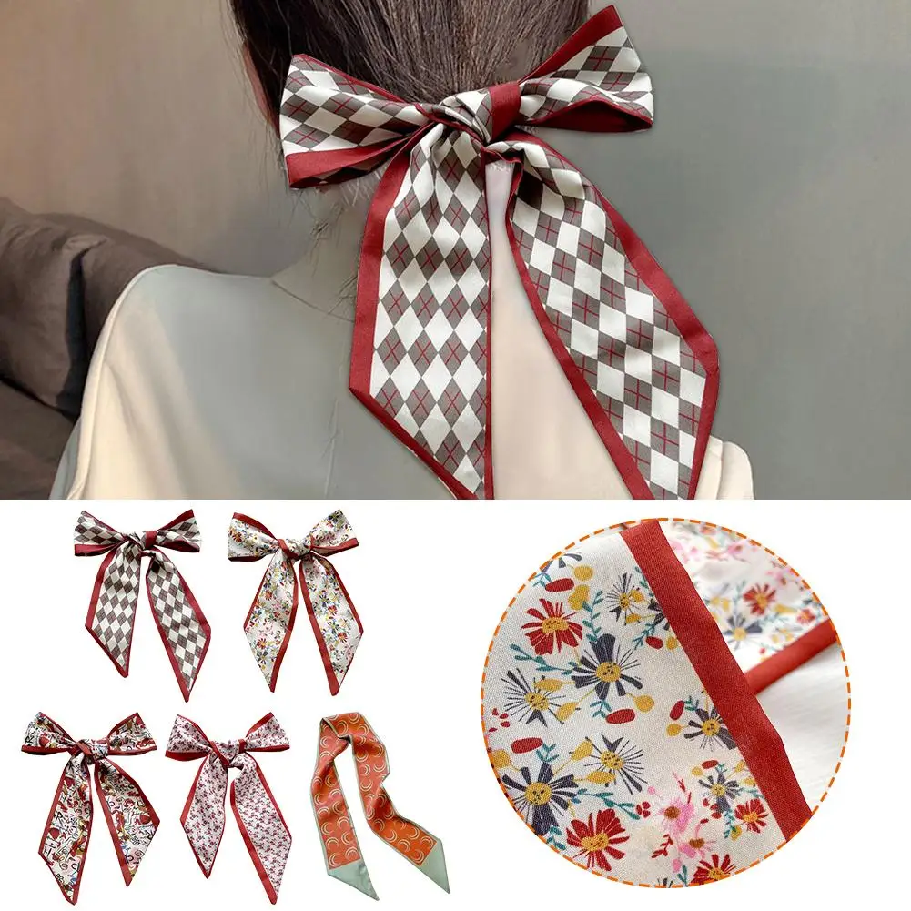 Multifunctional Silk Head Scarf Headband Scarf Handbag Scarf Neck Scarf Purse Decorative Scarf For Women Hair Ribbon Bow Ti X5R4