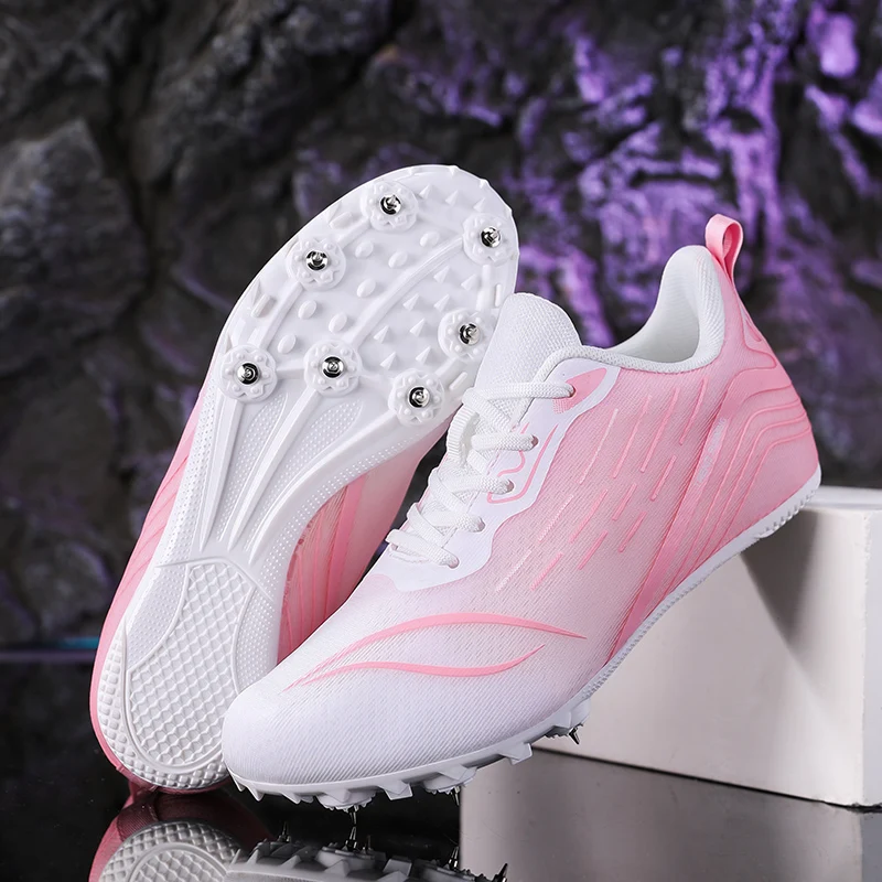 Women Professional Running Track Spike Soft Field Non Slip Sprint Shoes Athletic Long Jump Light weight Nails Race Racing Match