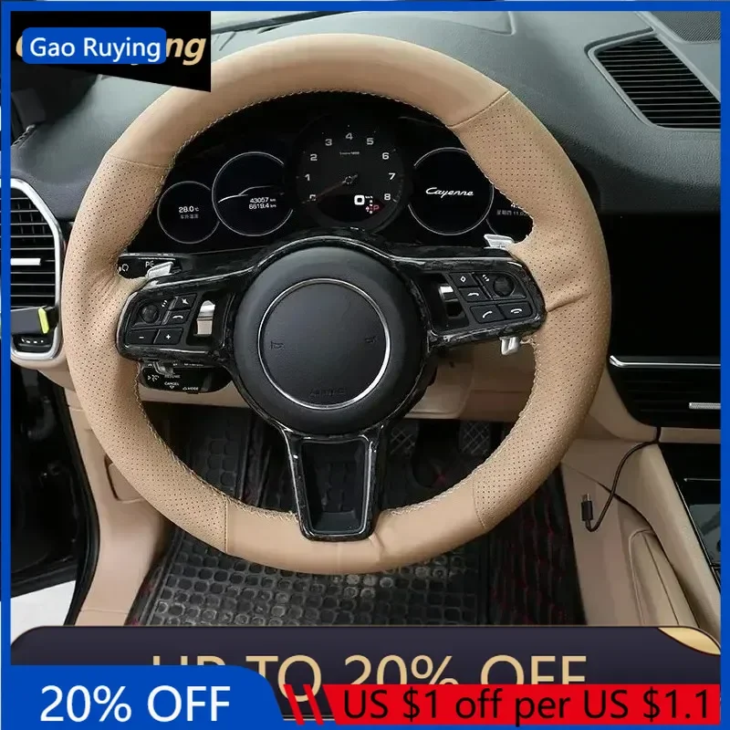 

Gao Ruying Real Carbon Fiber Car Steering Wheel Frame Cover Decoration For Porsche Macan 2014-2021 Interior Car Accessories
