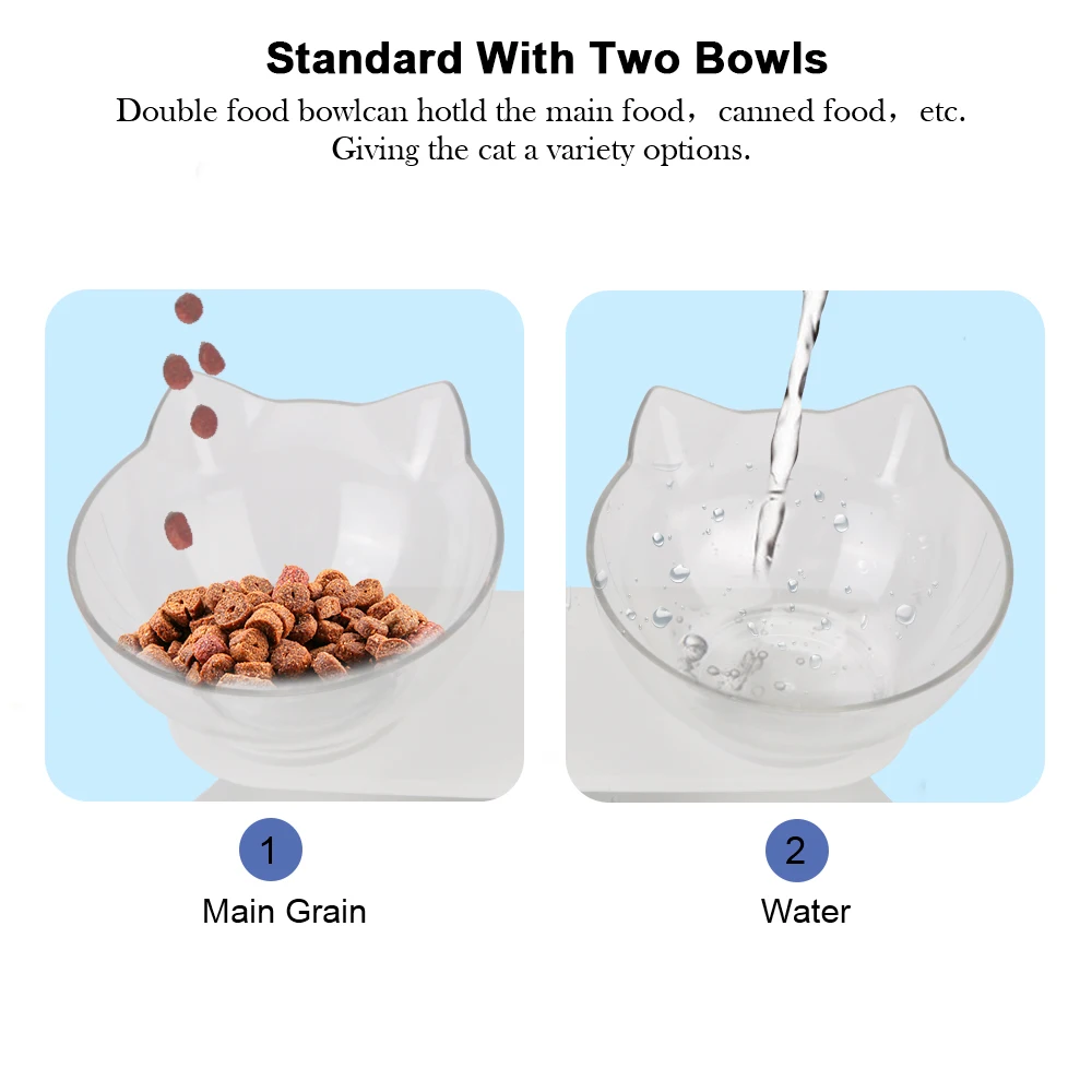 With Raised Stand Cat Bowl Dog Bowl Durable Double Bowls Non-slip Pet Supplies Pet Food Water Feeder Protection Cervical