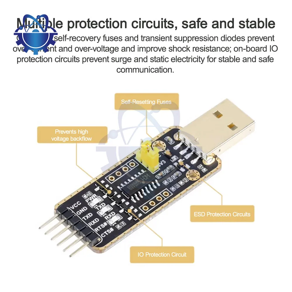 CH343G USB to UART/TTL Serial Communication Module Micro/Mini/Type-A/Type-C Port 5V/3.3V/2.5V/1.8V For Mac Linux Androi Windows