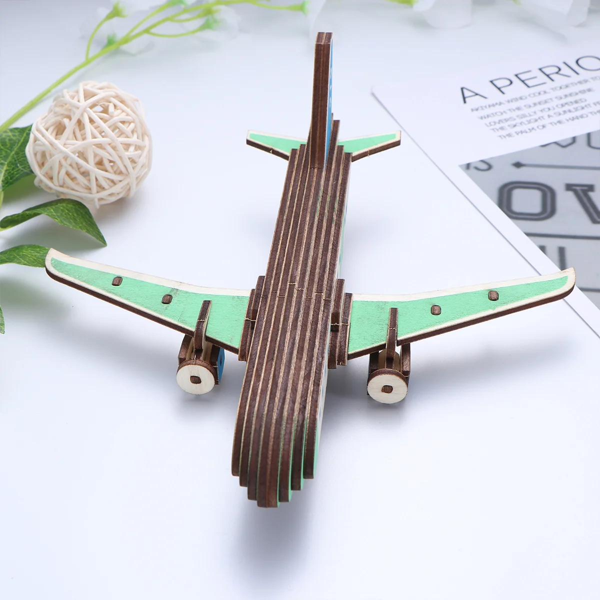 

Wooden 3D Airplane Large Size Bright Colors Smooth Wood For Kids Educational Puzzle Creative Plane Display Decoration Gift