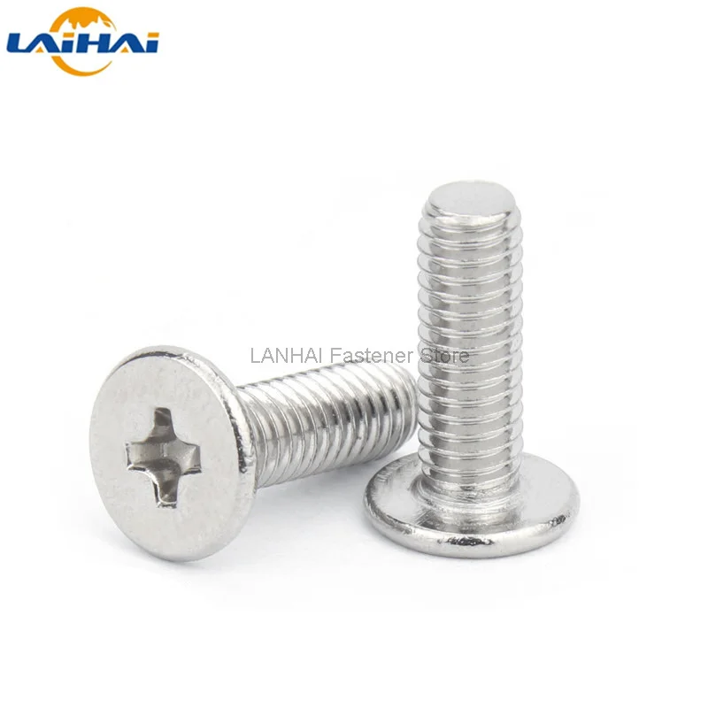 

10/25pcs CM M1.4 M1.6 M2 M2.5 M3 M4 M5 M6 A2 304 Stainless Steel Cross Phillips Ultra Thin Super Low Flat Wafer Head Screw Bolt