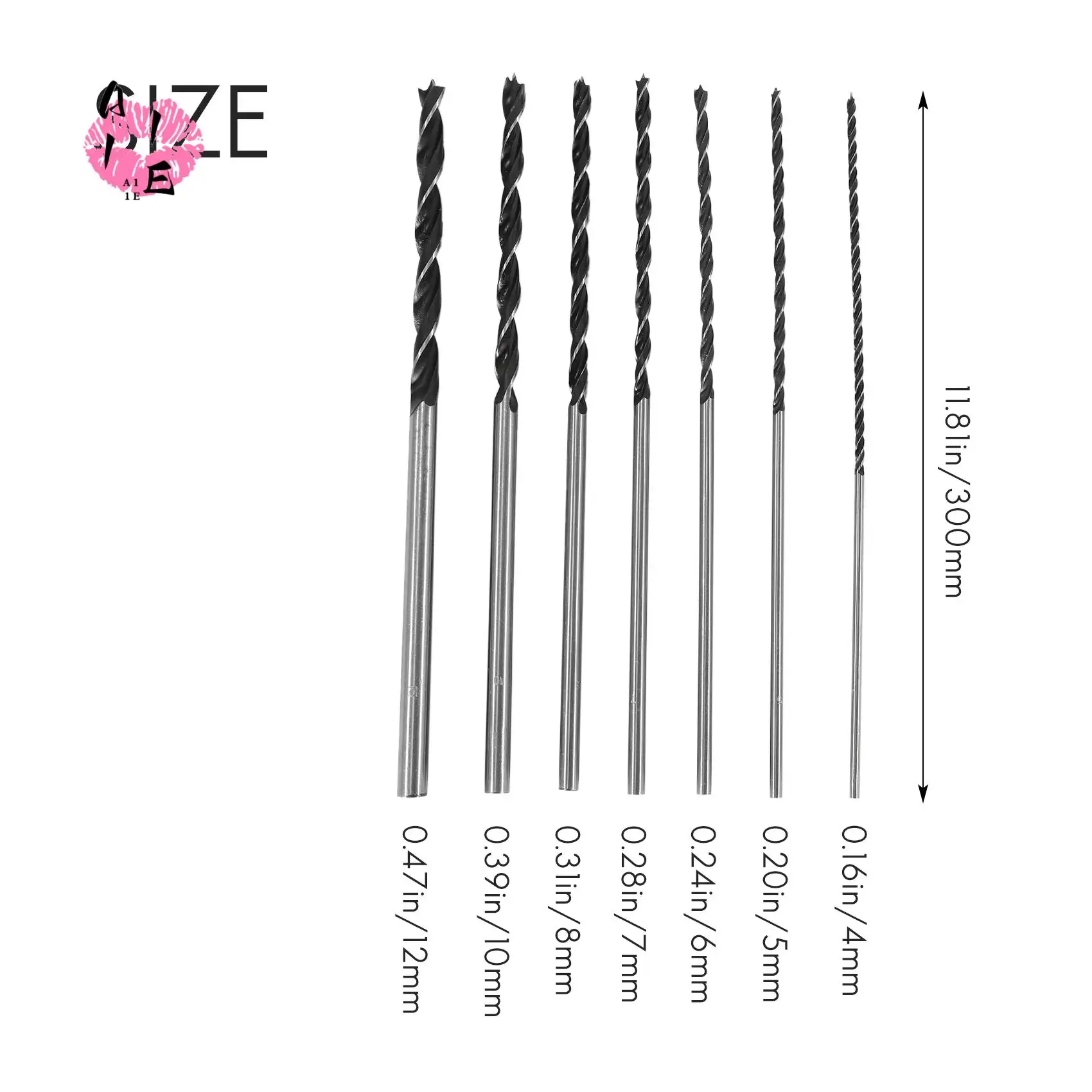 a11e-7pc-x-ロングウッドドリルビットセット-4mm-5mm-6mm-7mm-8mm-10mm-12mm-x-300mm-ブラッドポイント