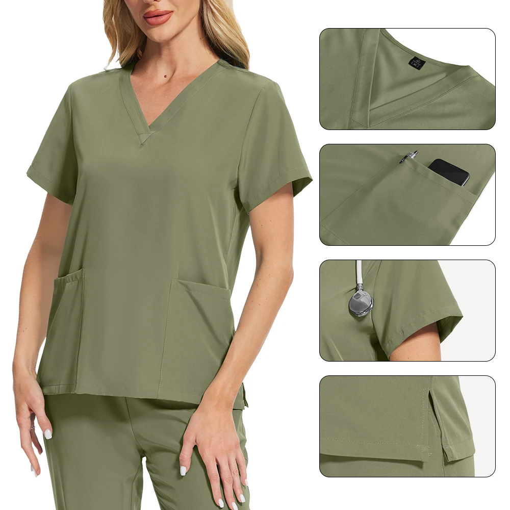 Medicos Uniformes 애완 동물 클리닉 간호사 작업복 의료 스크럽 유니폼 여성 치과 의사 의료 간호사 유니폼 수술 의상