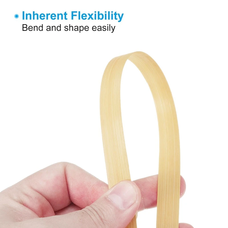 Strip bambu untuk tenun 7/16 inci 10 kaki, 5 pak rotan anyaman datar tipis untuk membuat keranjang DIY kerajinan, krem, tahan lama