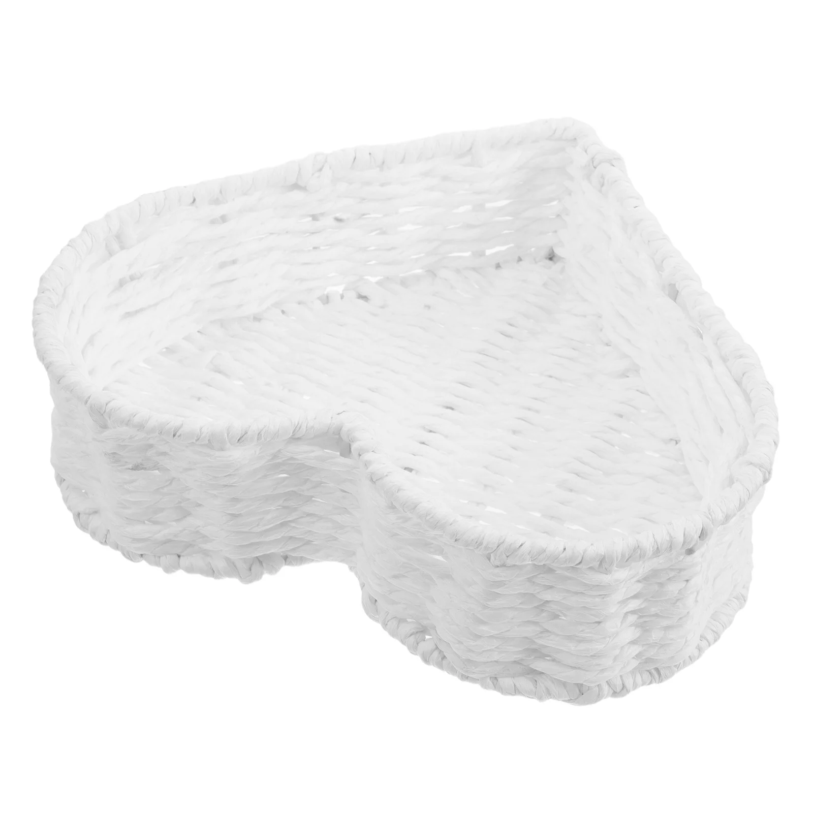 

Heart Woven Storage Basket Paper Rope Rattan Small Bread Fruit Snack Holder Kitchen Coffee Table Organizer Handmade Vanity