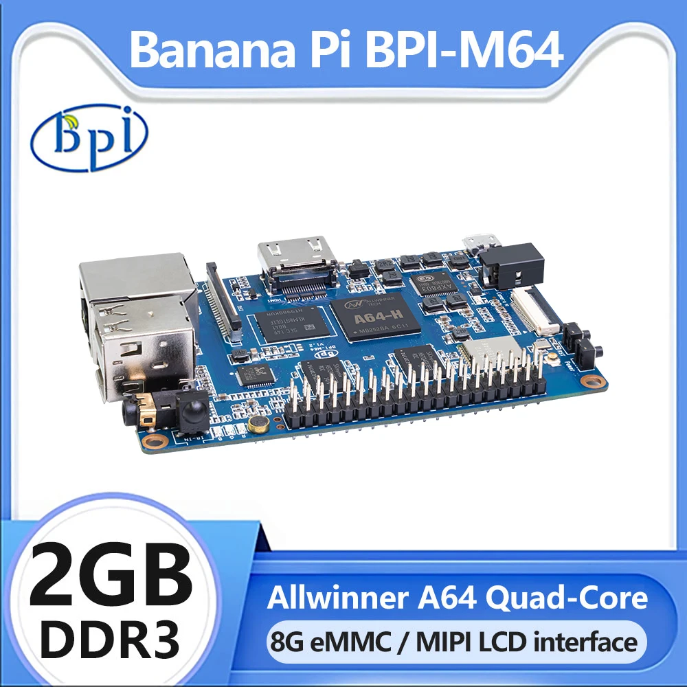 

Банан Pi BPI-M64 AllWinner A64 64 Bit Quad-core Mini Single Board компьютер с открытым исходным оборудованием