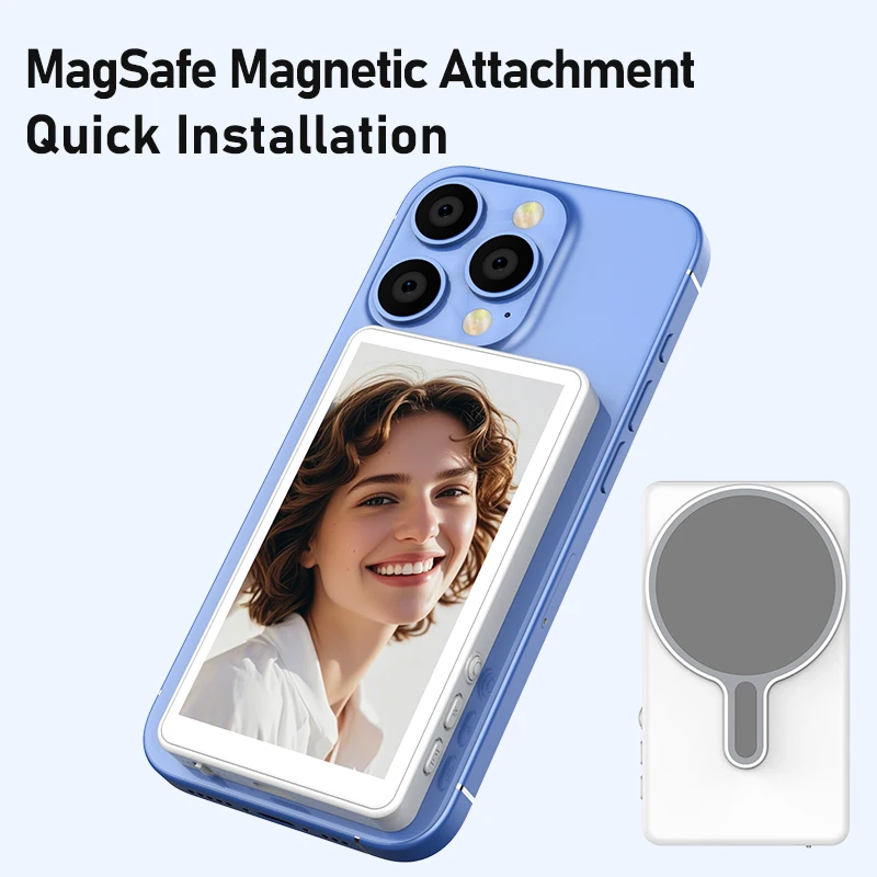 Il più recente schermo magnetico wireless per telefono in tempo reale che utilizza la parte posteriore per lo specchiamento del telefono selfie Vlog Live Stream