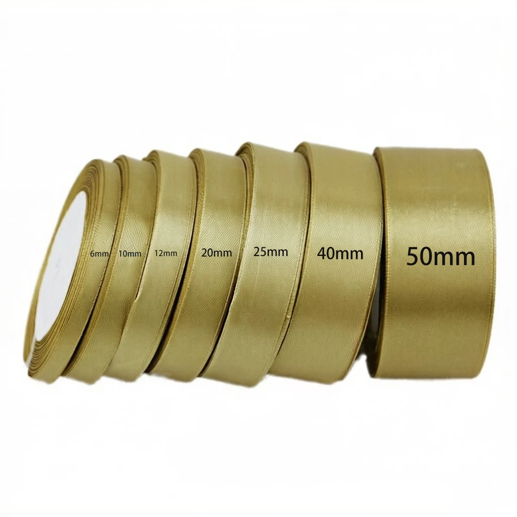 (25 yards/roll) oro pallido Singolo Viso Nastro di Raso nastri Da Imballaggio del Regalo Di Natale del Commercio All\'ingrosso