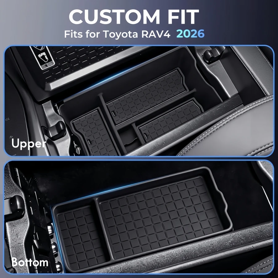 5-teiliges Mittelkonsolen-Organizer-Set für Toyota RAV4 2026+ LHD RHD Auto-Armlehnenbox Getränkehalter Kabelloses Laden Rutschfeste Matte – Detail 3