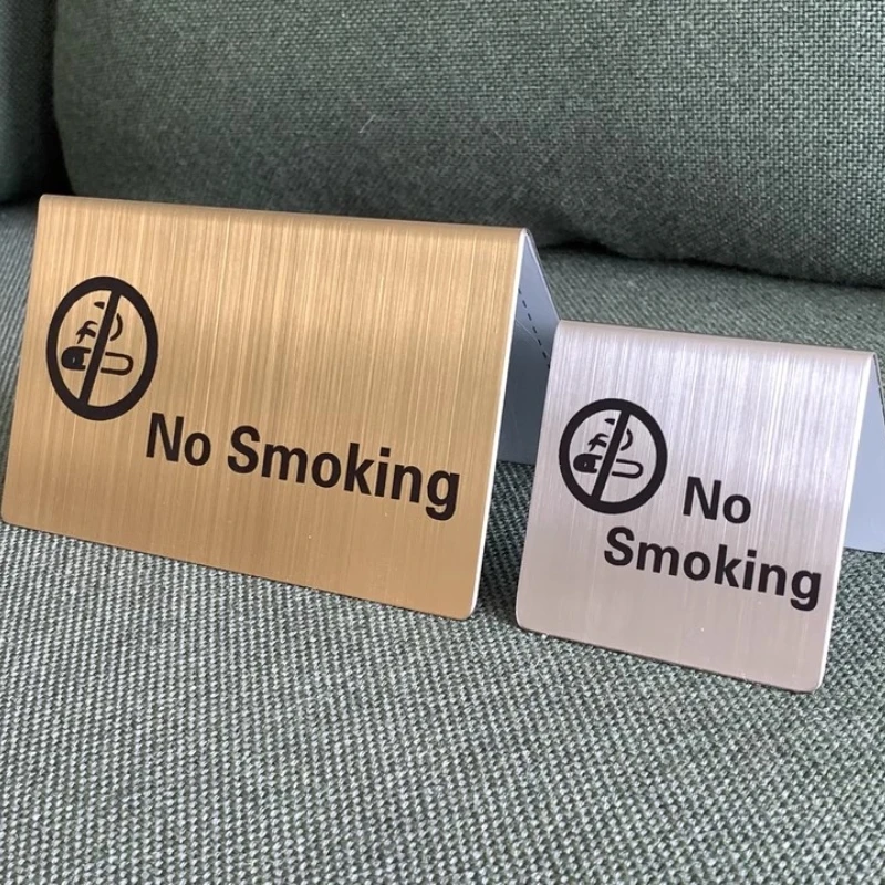 

No Smoking Table Sign Stainless Steel Double Sides Public Places Hotel Office Restaurant Hotel Do Not Smoke Signs