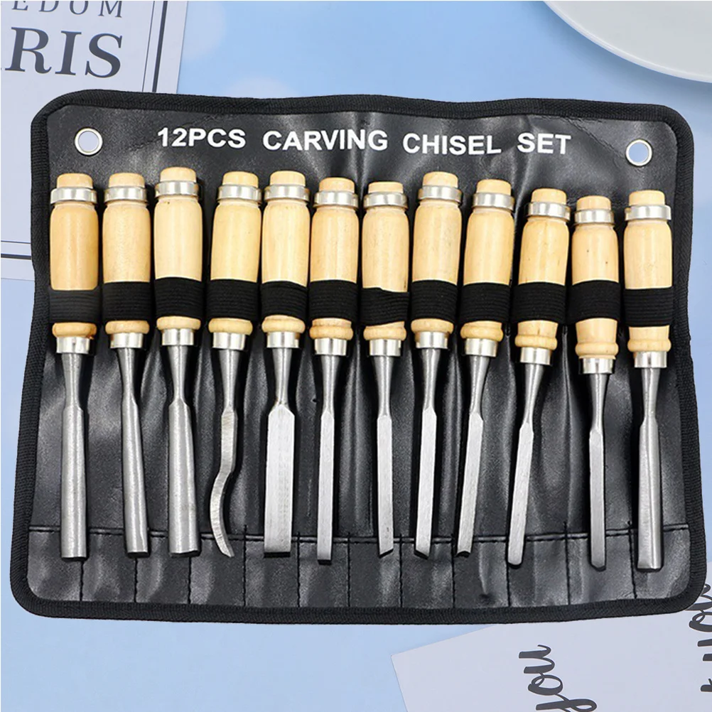 

12pcs Chisel Set Wood Carving Tools For Beginners Hobbyists Professionals Gouges Kit Woodworking Tools Set Handcraft Carving