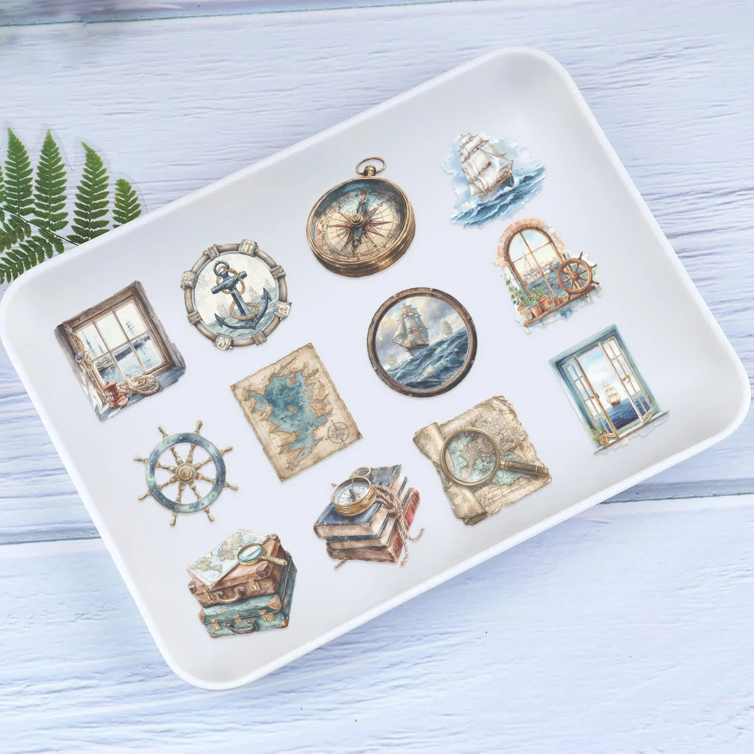 50/100 قطعة حزمة ملصقات بحرية عتيقة ، ملصقات PET شفافة مقاومة للماء للقرطاسية المحمول الهاتف الأمتعة خوذة الثلاجة