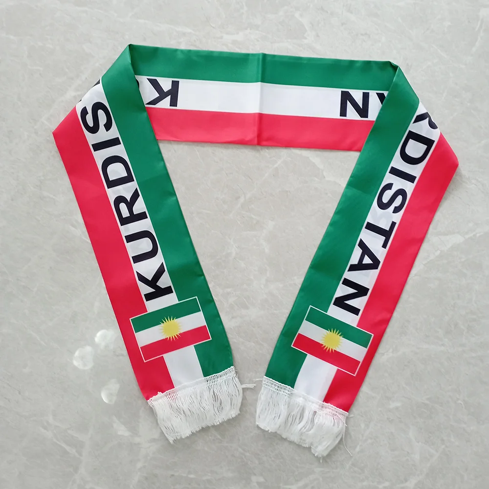 Aerlxemrbrae - Bufanda Kurda Personalizada de 15*150cm, Bandera de Kurdistán, Poliéster, Decoración para Fiestas y Festivales