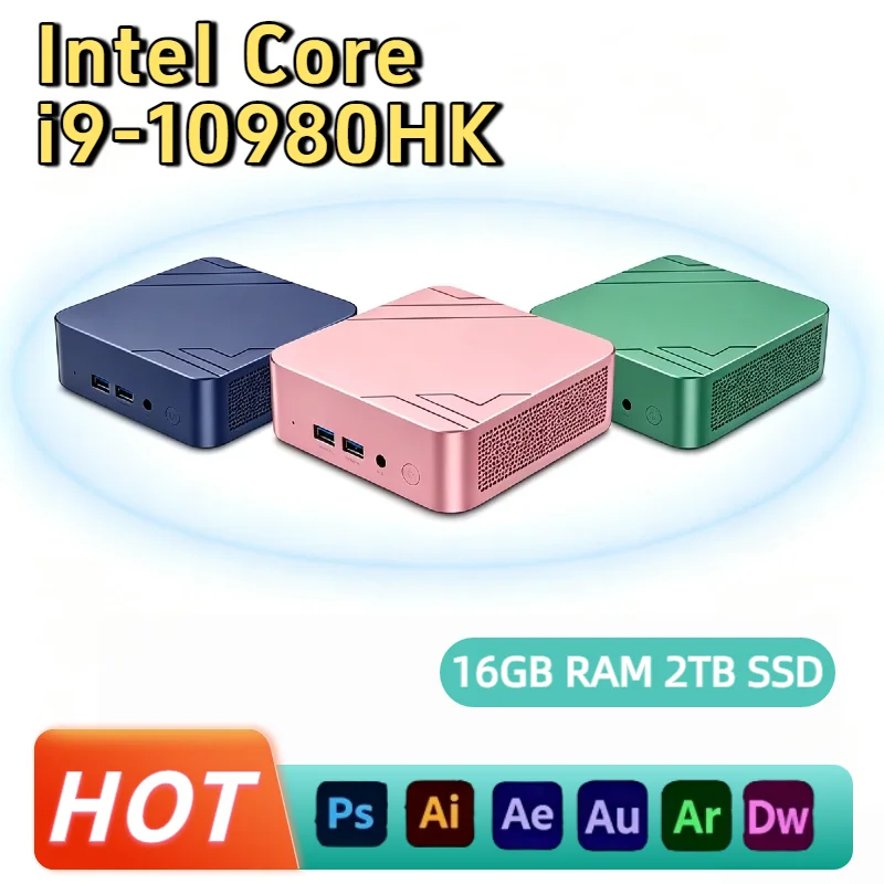 Portable Intel Core i9 10980HK Mini Pocket PC 16GB RAM 1TB 2TB SSD WiFi6 BT5.2 4K Resolution Office Desktop Pro Chip
