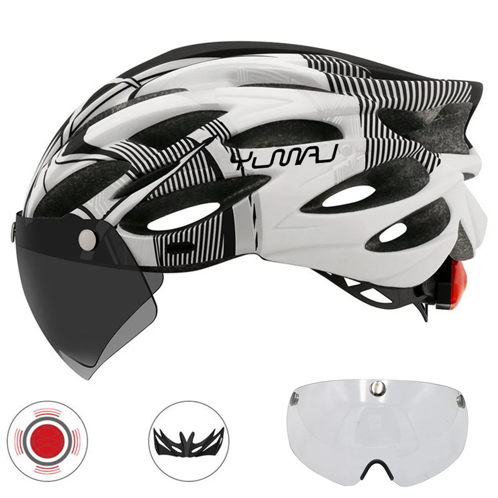 230g YUMAJ Ultraleichter Helm für Straße und Berge, Integral geformt mit abnehmbarem Visier, Fahrrad-Rücklicht-Helm CB-26 – Detail 16