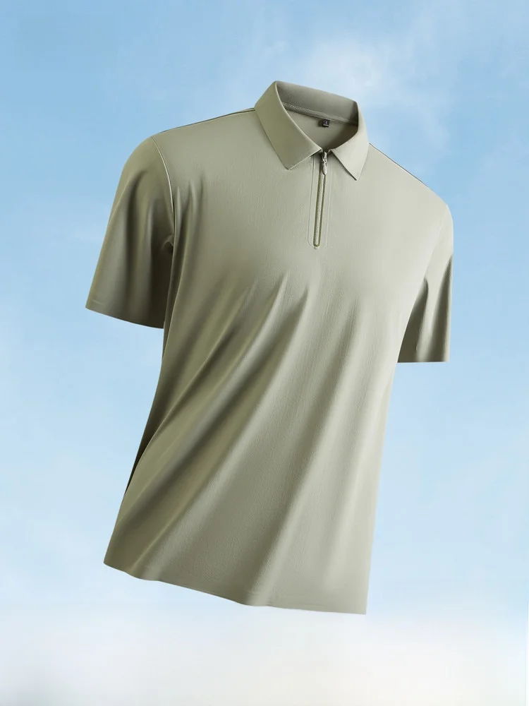 

Snow Flying 2026 Summer New Men's Shirt Casual Short Sleeve Business Commute Turn Collar Top T-Shirt Standard Fit Nylon ...