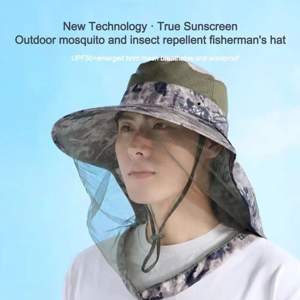 Face Neck Protection Mosquito Hat Repellent Protection Foldable Bucket Hat Insect Bee Protection Fisherman Hats for Men Women