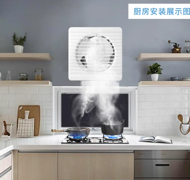 220V Remote Control Exhaust Fan, 4/6/8 Inch Wall Window Vent with Timer for Bathroom Toilet Kitchen