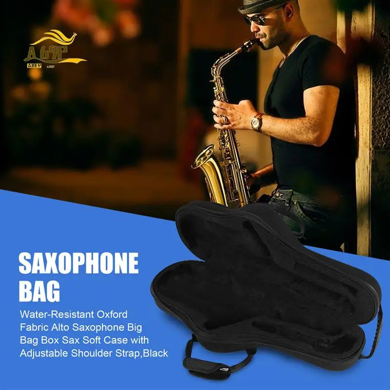 

A69P-Water-Resistant Oxford Fabric Alto Saxophone Big Bag Box Sax Soft Case With Adjustable Shoulder Strap,Black