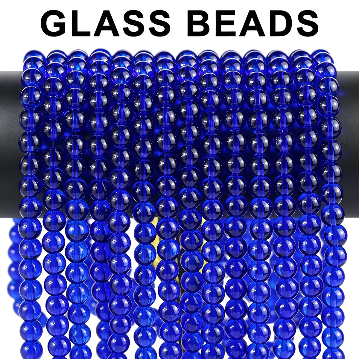 50-150Pcs 8mm Deep Blue Transparent High Quality Glass Loose Beads for Jewelry Making Bracelet Necklace Keychain DIY Accessories