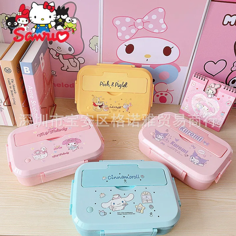 

MINISO Kuromi Hello Kitty Melody Cinnamoroll Pochacco Student Lunch Box 304 Stainless Steel Box Bento Canteen Lunch Box 1200ml