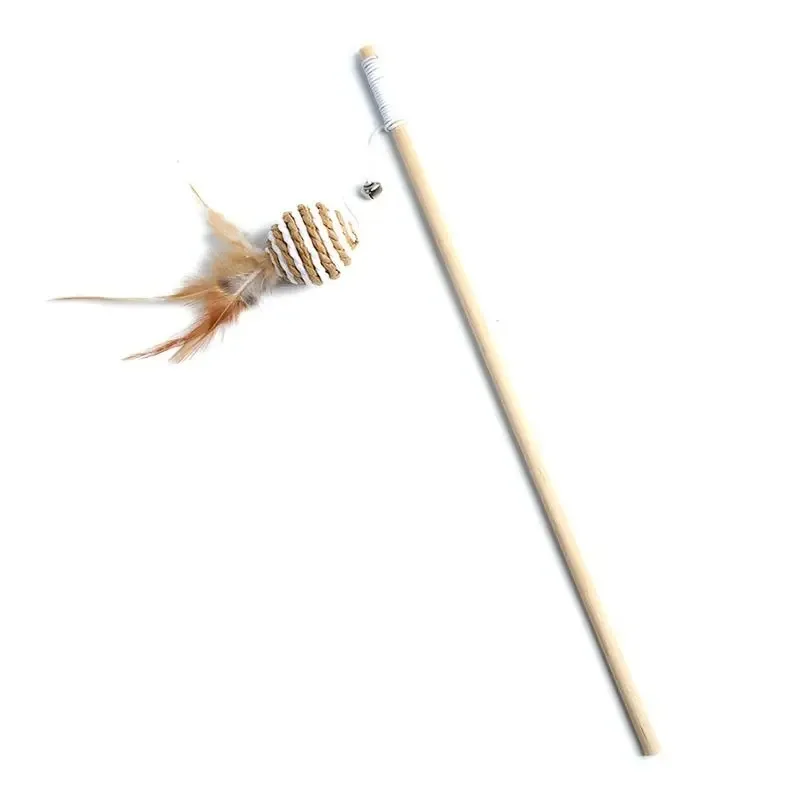 1pc Teaser Feder spielzeug Kätzchen lustige bunte Stange Katze Zauberstab Spielzeug Holz Haustier Katze Spielzeug interaktive Stick Haustier Katze liefert