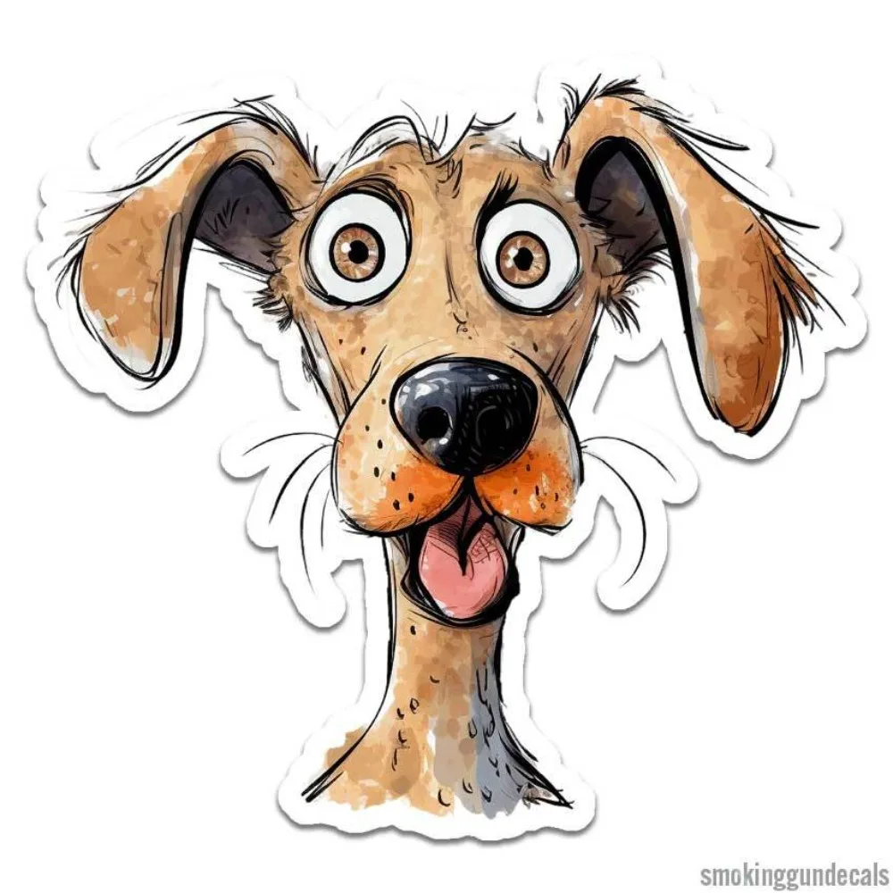 

Happy Dog Big Eyes Vinyl Decal Sticker Indoor Outdoor Waterproof Car Laptop Window Bumper Cute Vintage Retro Aesthetic Funny