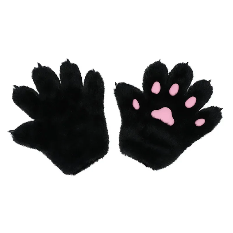 Guante de felpa con garra de gato para hombre y mujer, accesorio de dibujos animados para fiesta de Halloween, Cosplay de pata de gato, novedad