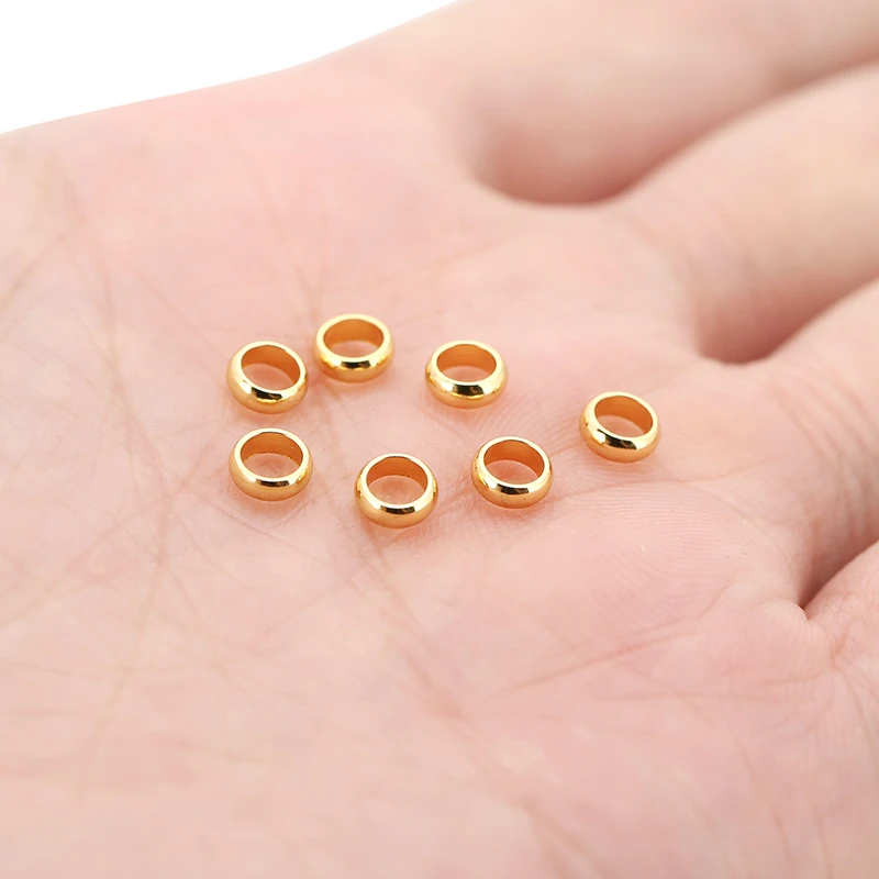 50/100 قطعة الذهب الفولاذ المقاوم للصدأ فاصل فضفاض الخرز ثقب حجم 2/3/4/5/6mmStopper Rondelle حبة DIY بها بنفسك صنع المجوهرات النتائج