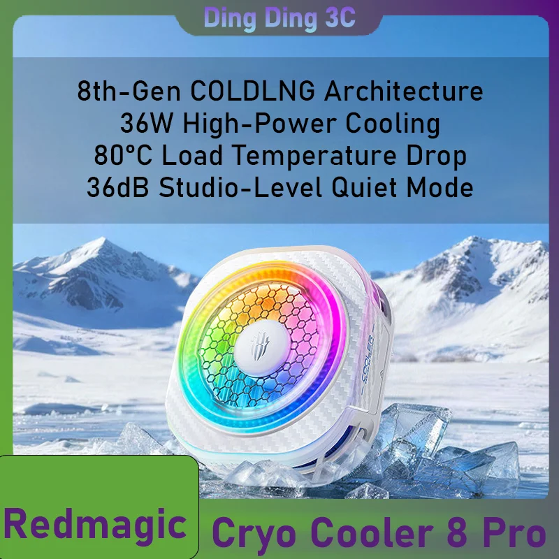 REDMAGIC Cryo Cooler 8 Pro 8th-Gen COLDLNG Architecture AI-Powered Smart Cooling 80°C Load Temperature Drop Phone Coole