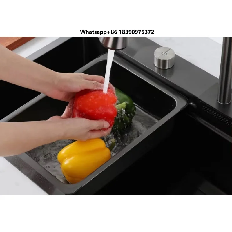 Modern Style 304 Stainless Steel Kitchen Sink With Waterfall With Smart Kitchen Sink Kitchen Sink Siphon