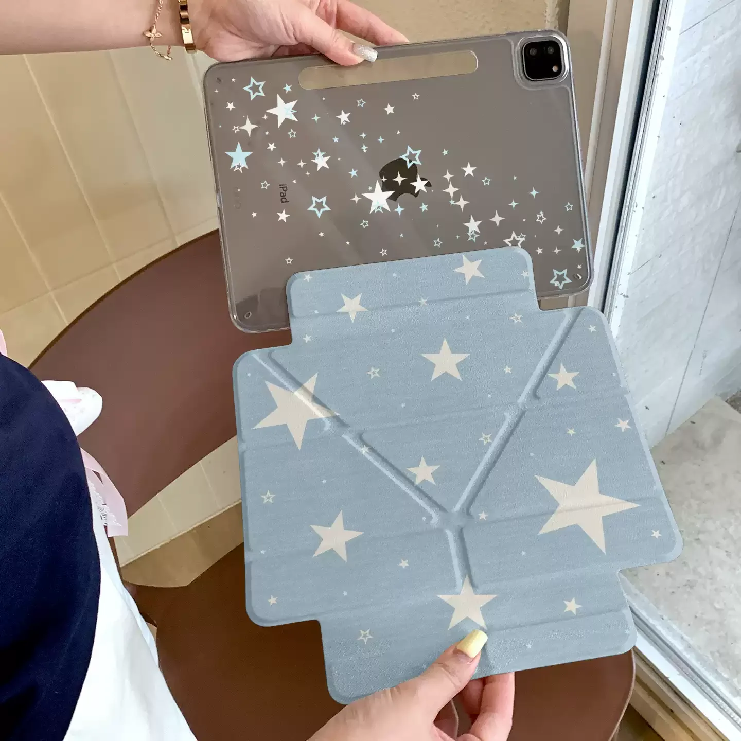 Funda para Tablet con Diseño de Estrella Azul Coreana para iPad Pro 11 12.9 13 M2 M4 M3 M5, Carcasa para iPad Air 3 4 5 6 7 8 9 10 11, 8.3 9.7 10.2 5/6/7/8/9/10/11th