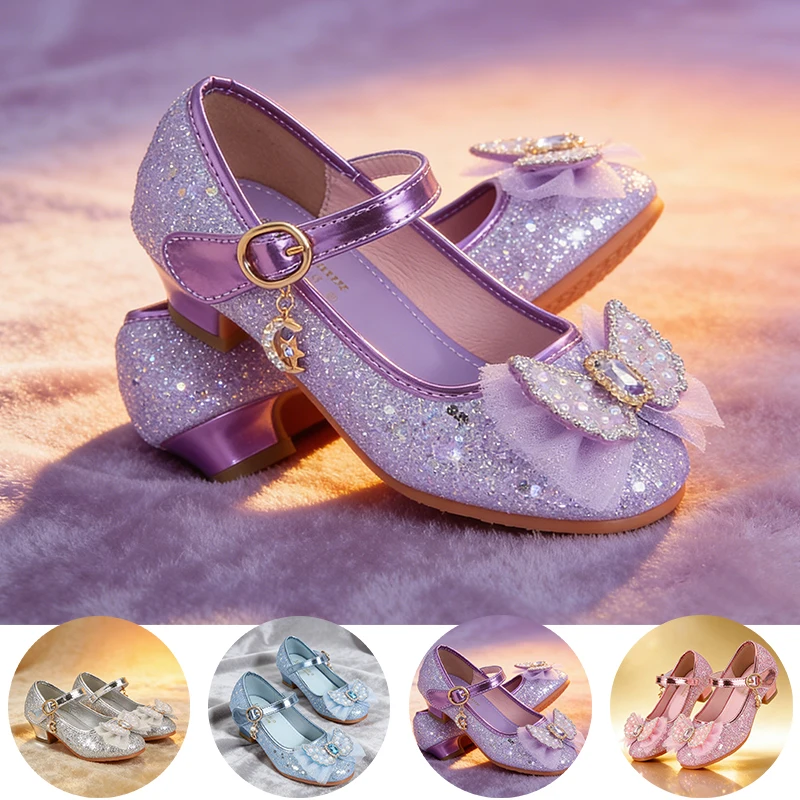 

Fancy Girls Glitter Princess Mary Jane High Heels Shoes Gorgeous Kids Halloween Cosplay Christmas Party Children's Leather Shoe