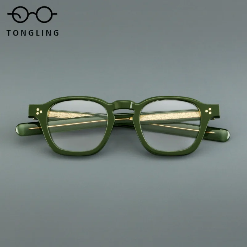 2025 Top-Quality Fashionable Women Handcrafted High-Quality Acetate Retro Men Square Artistic Casual Personalized Eyeglass Frame