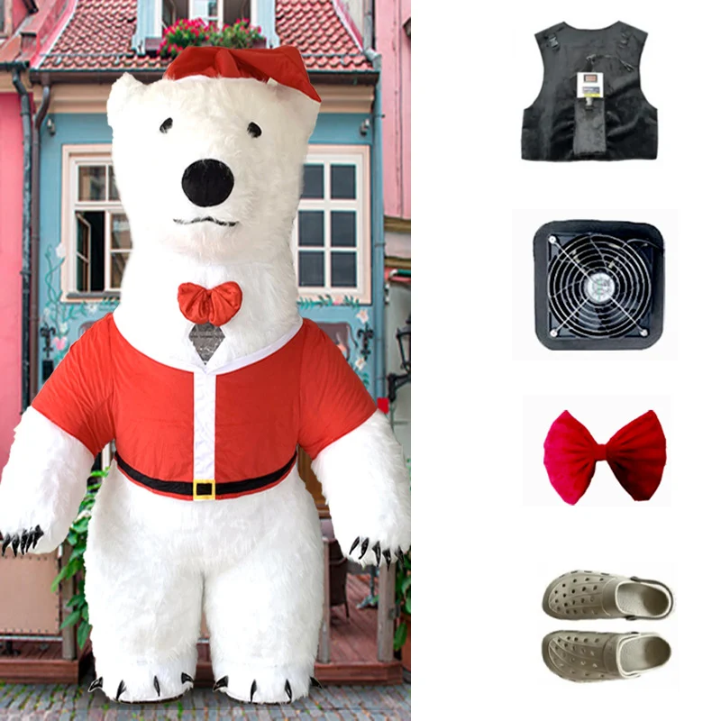 

Christmas Inflatable Polar Bear Mascot Costume for Advertising Wedding Customize Mascot Costume Animal Costume White Bear