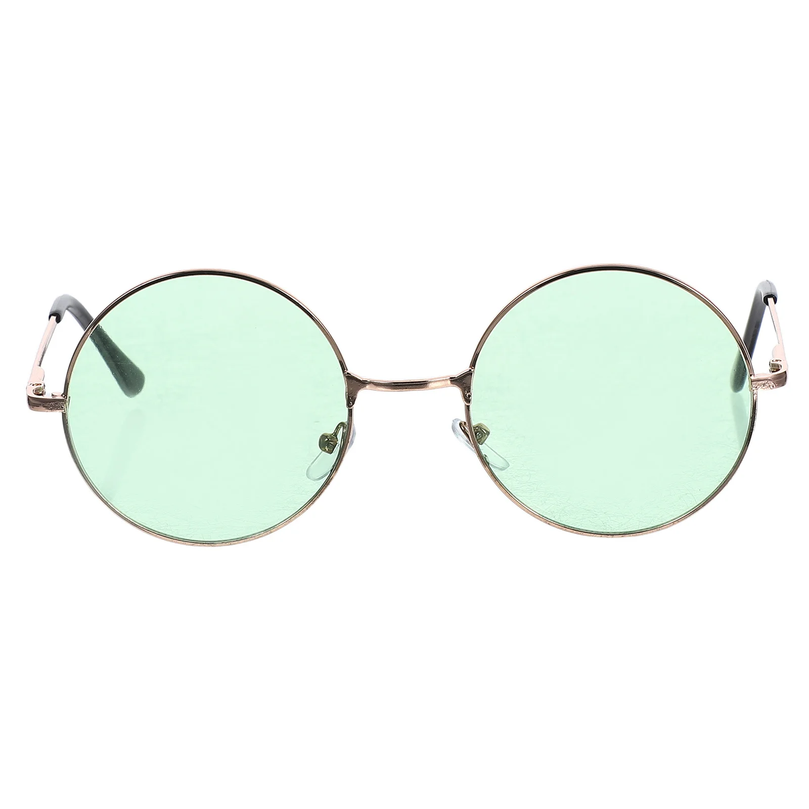 

Colored Round Oversized Sunglasses Uv400 Protection Lightweight Plastic Frame Retro Design for Outdoor Eye Shield Gold Green