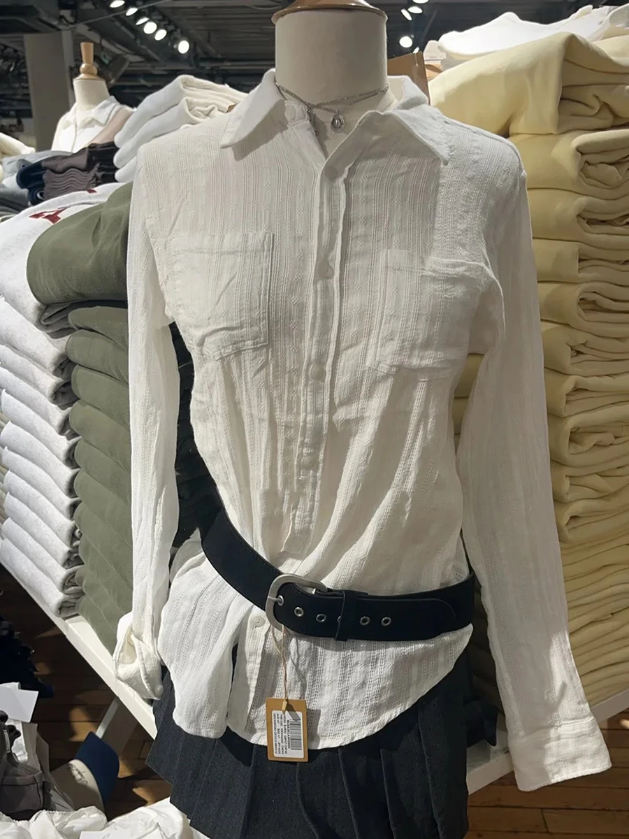 Crop Blouse Linen - Leinen-Baumwoll-Bluse mit Kragen und Knöpfen für